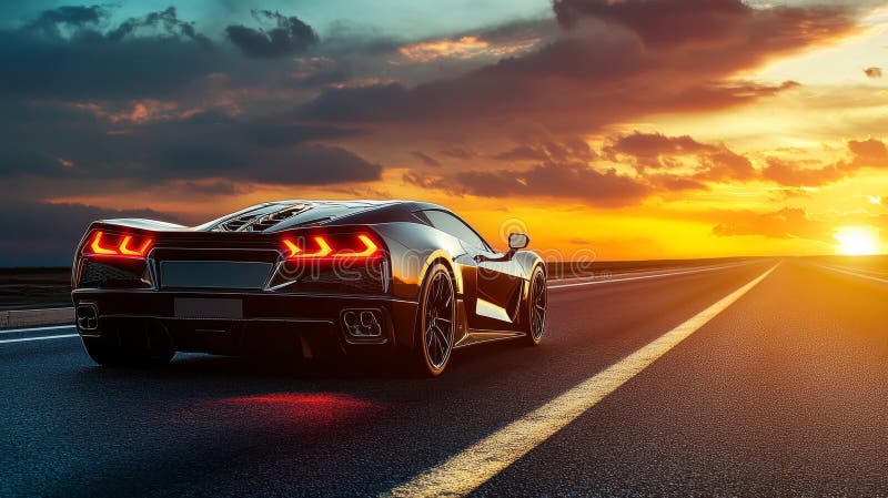 Modern car driving on highway